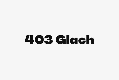 403 Glach sans serif font displayed in bold black on light cream surface