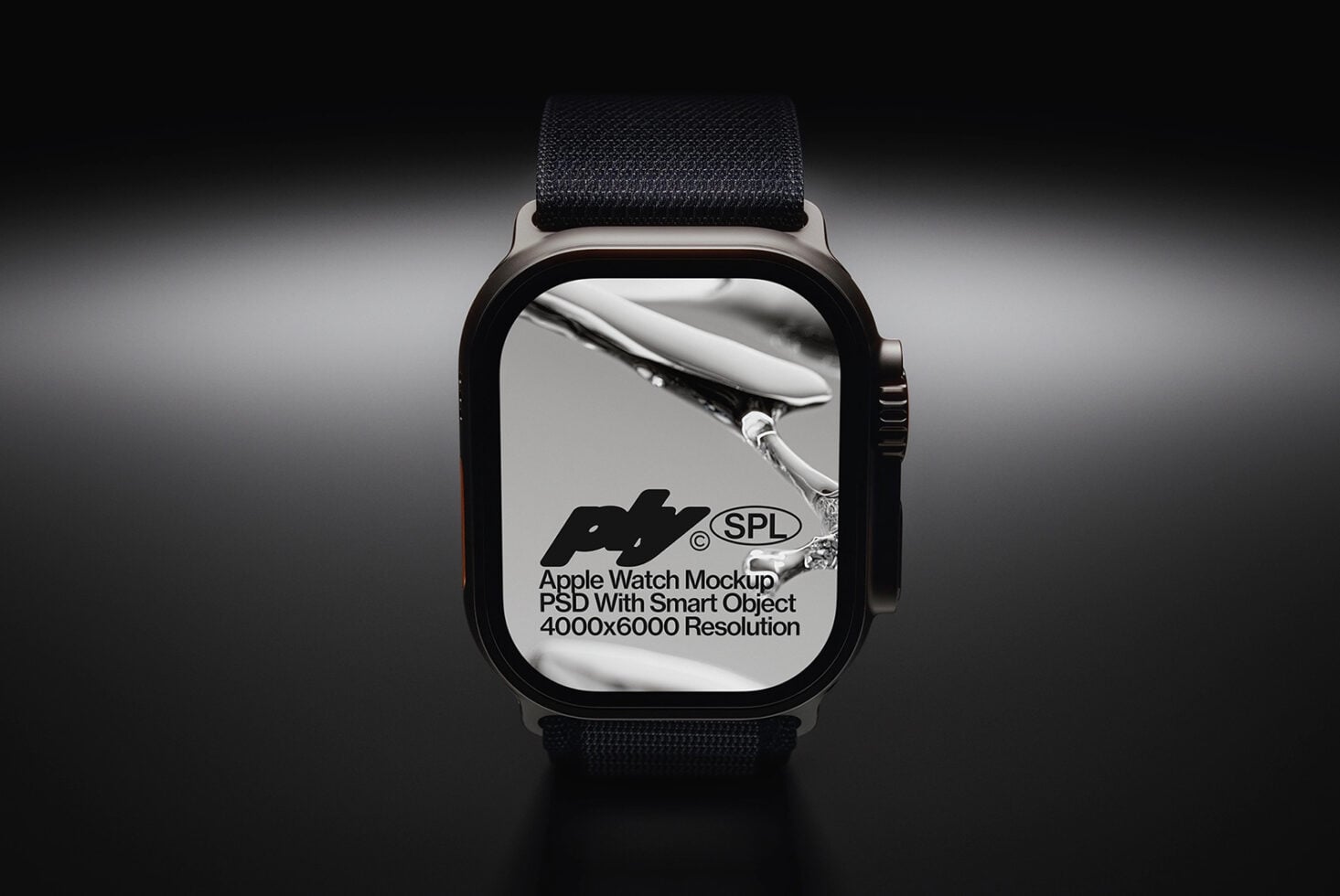 Smartwatch mockup showing nature image on display with text overlay