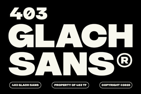 403 Glach Sans typeface display in cream on black background with trademark