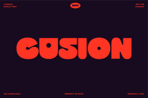 Word Gusion in bright red on dark background with 403TF logo overhead
