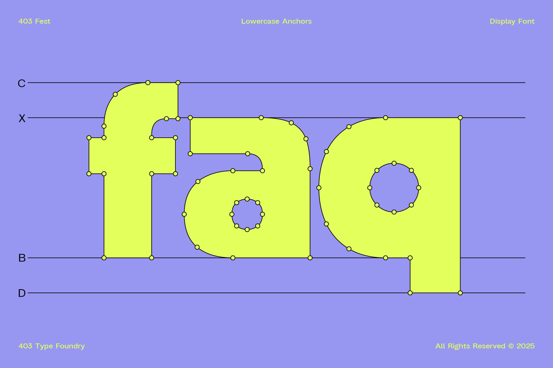 403 Fest lowercase anchors demonstration neon yellow on purple