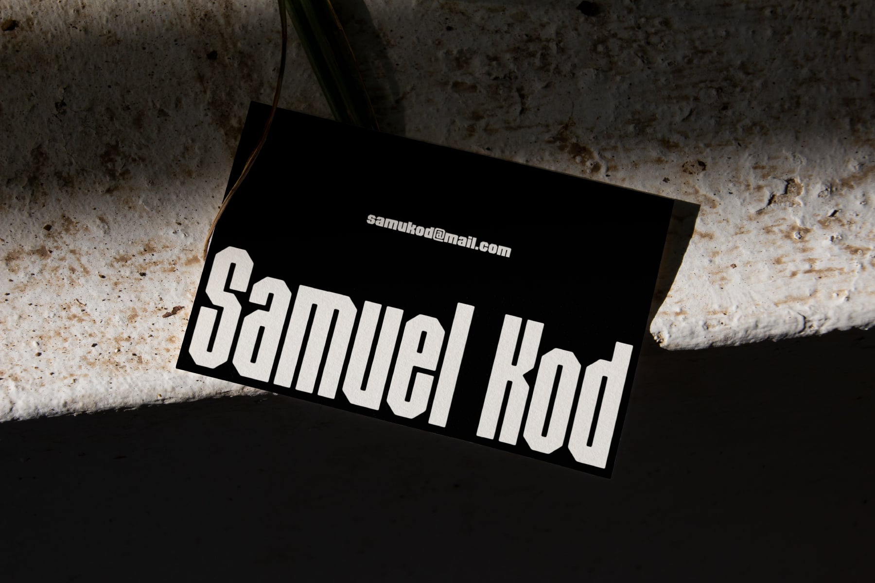 Samuel Rod name on business card with email address