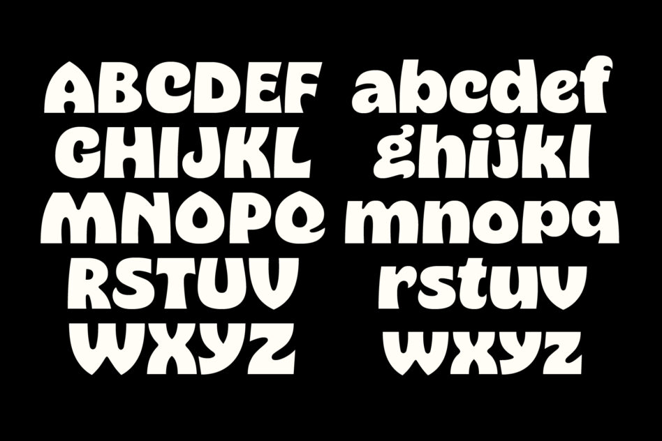 Uppercase lowercase letters ABCDEF through WXYZ in bold sans serif caps italic mix
