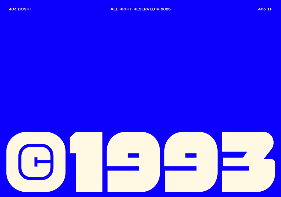 Blue retro typeface showing large numerals 0193 with outlined style
