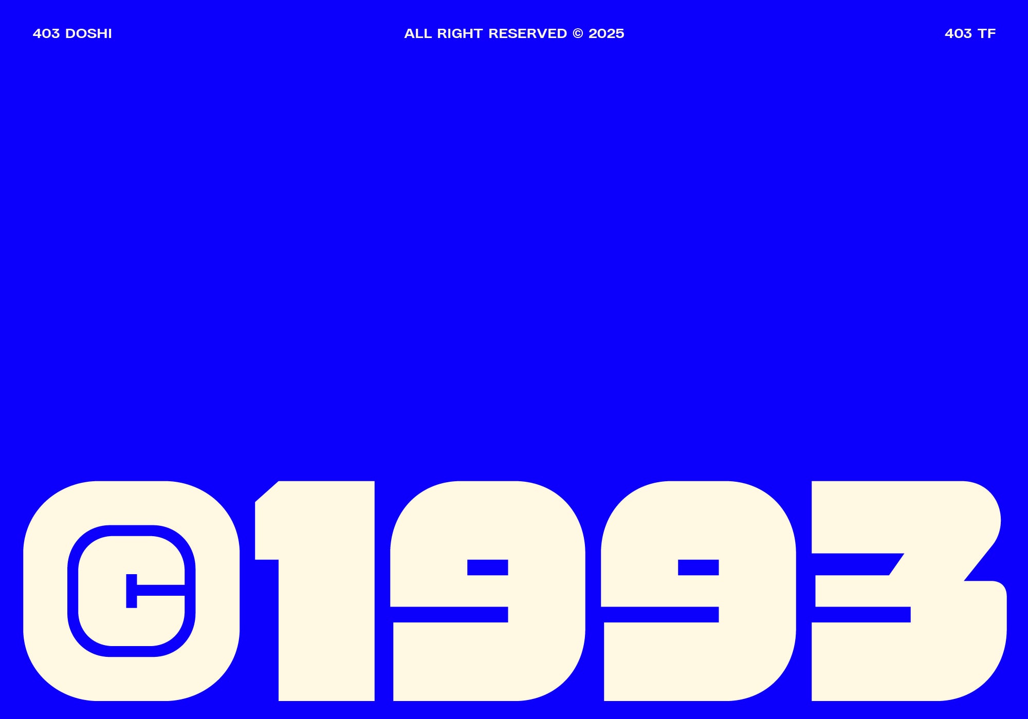 Blue retro typeface showing large numerals 0193 with outlined style