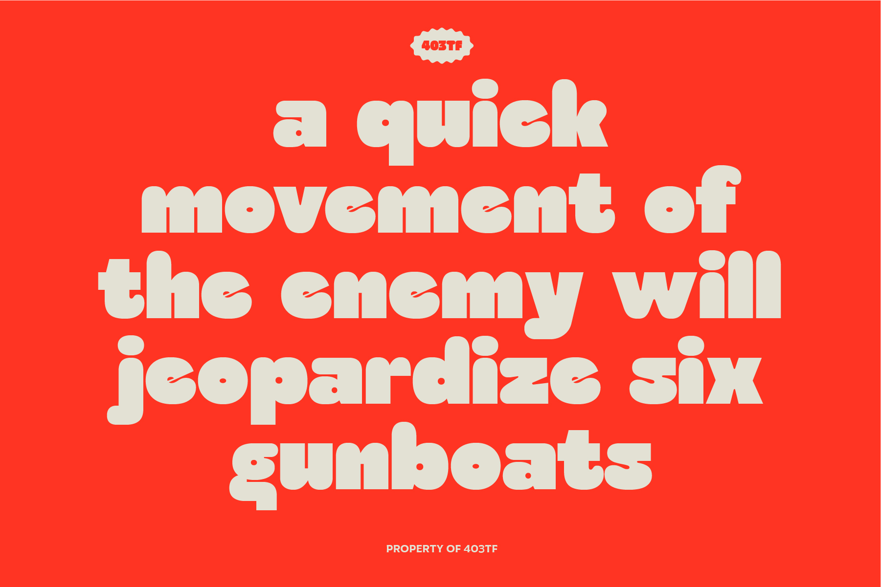 Bold cream typography on bright red background reading quick movement of enemy will jeopardize six gunboats