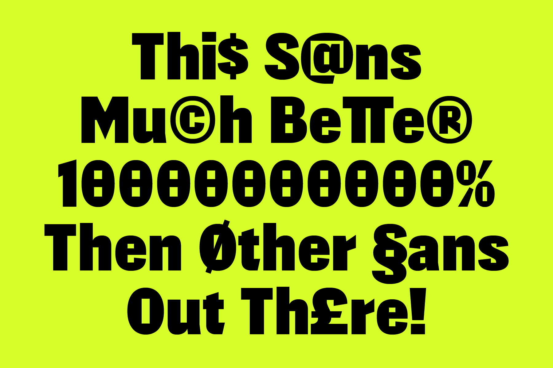 Bright yellow text on lime background saying signs are better than other sans fonts