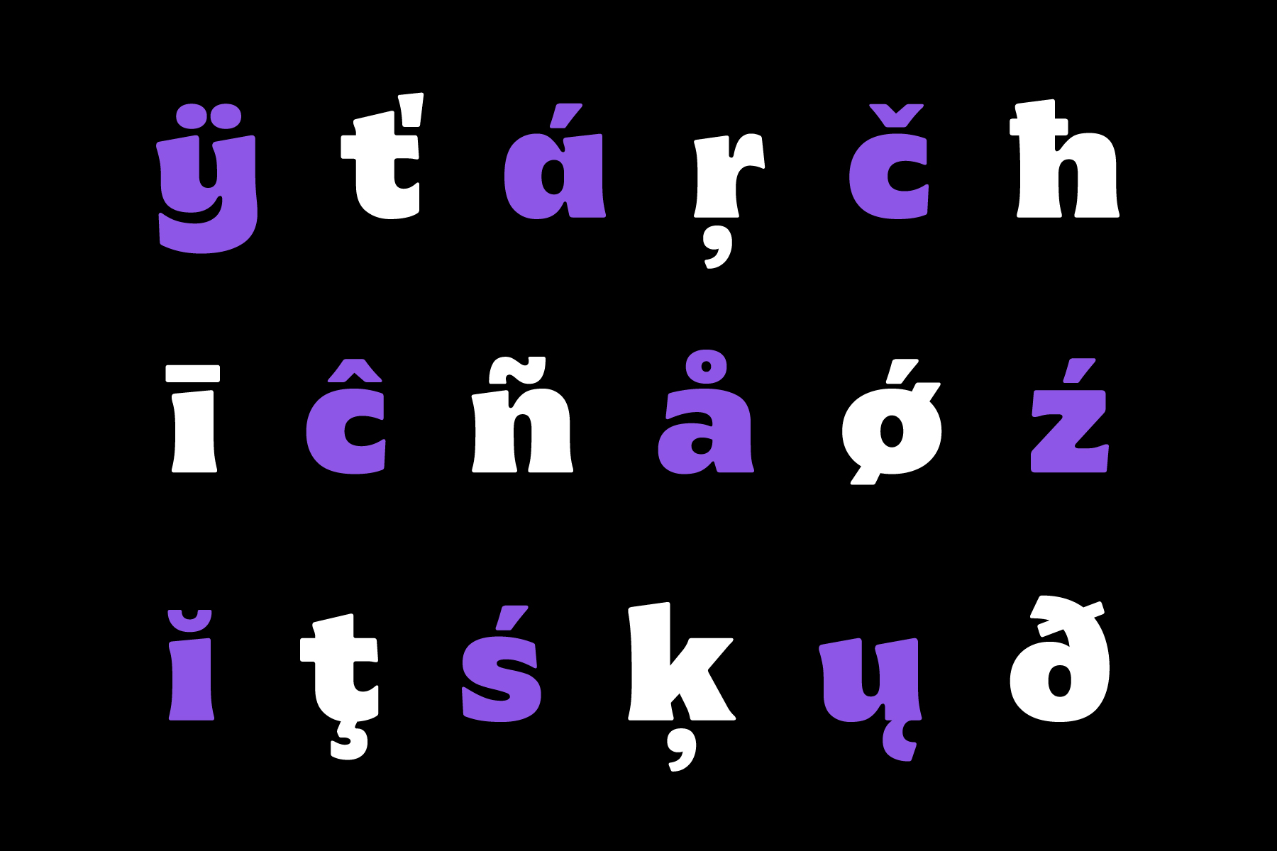 Polish alphabet letters displayed in purple white mix showing accented characters for localization