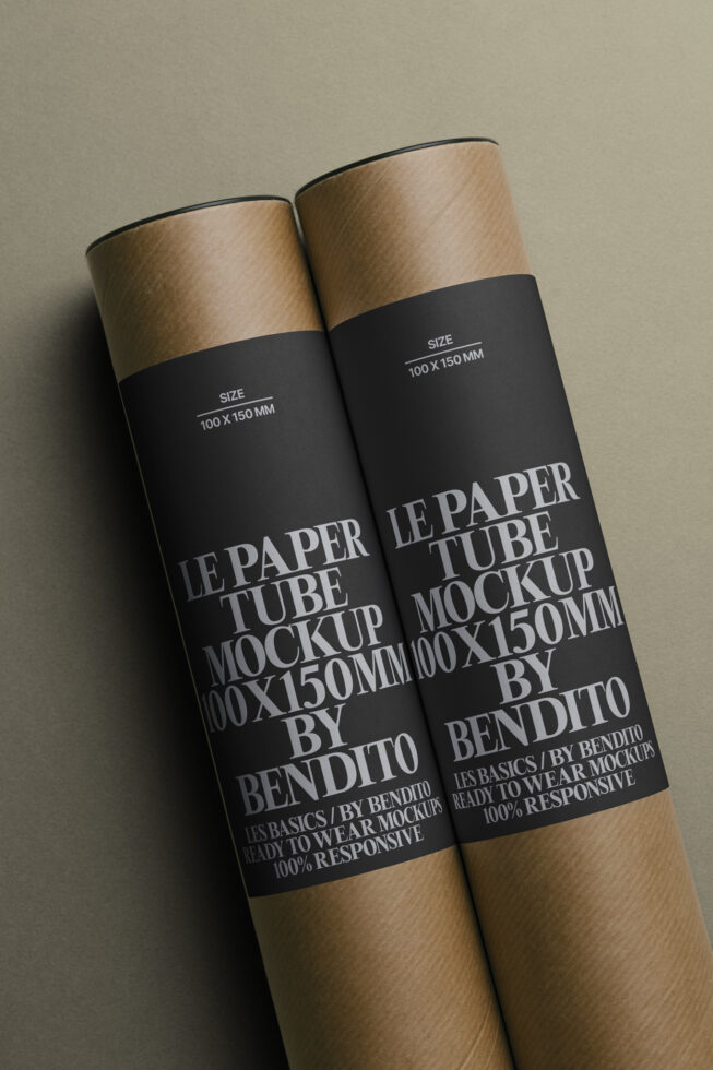 Two kraft paper tubes with black label bands stacked together