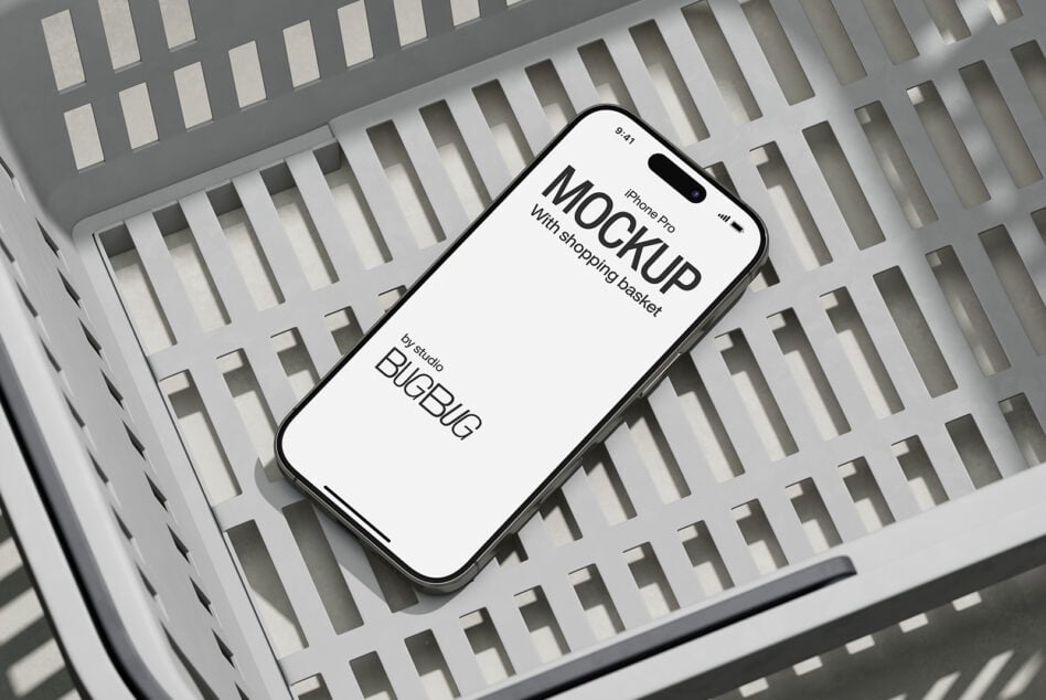 iPhone Pro on white slat wall surface, clean minimal mockup for app showcase