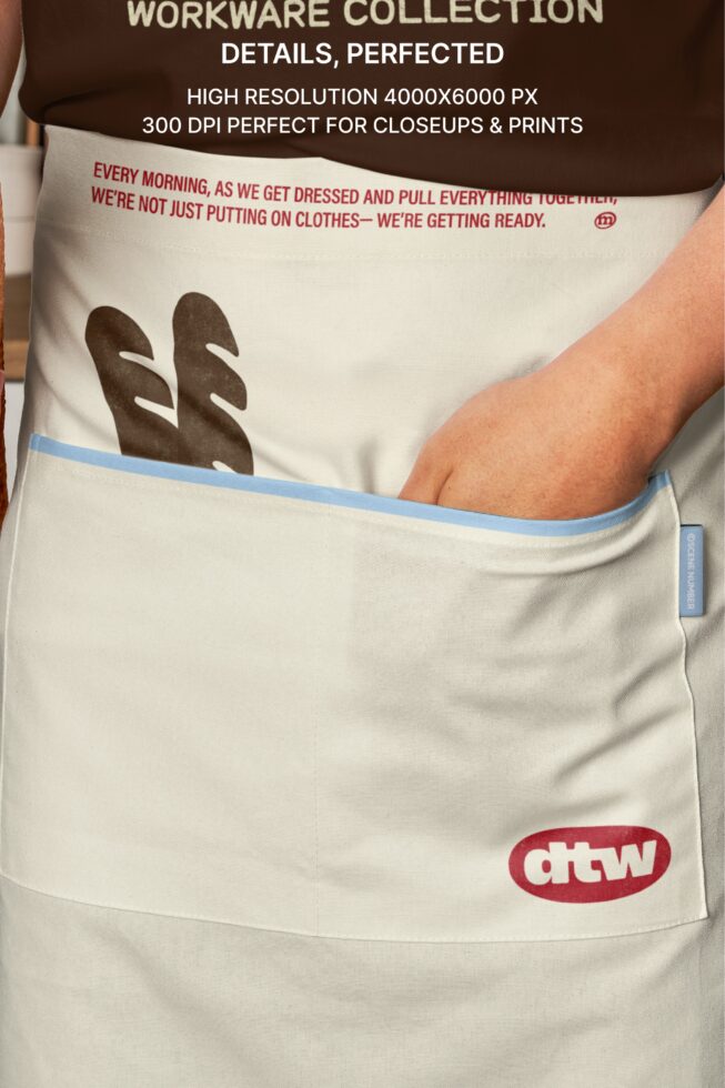 Cream tote with bread loaf peeking out, red text graphic