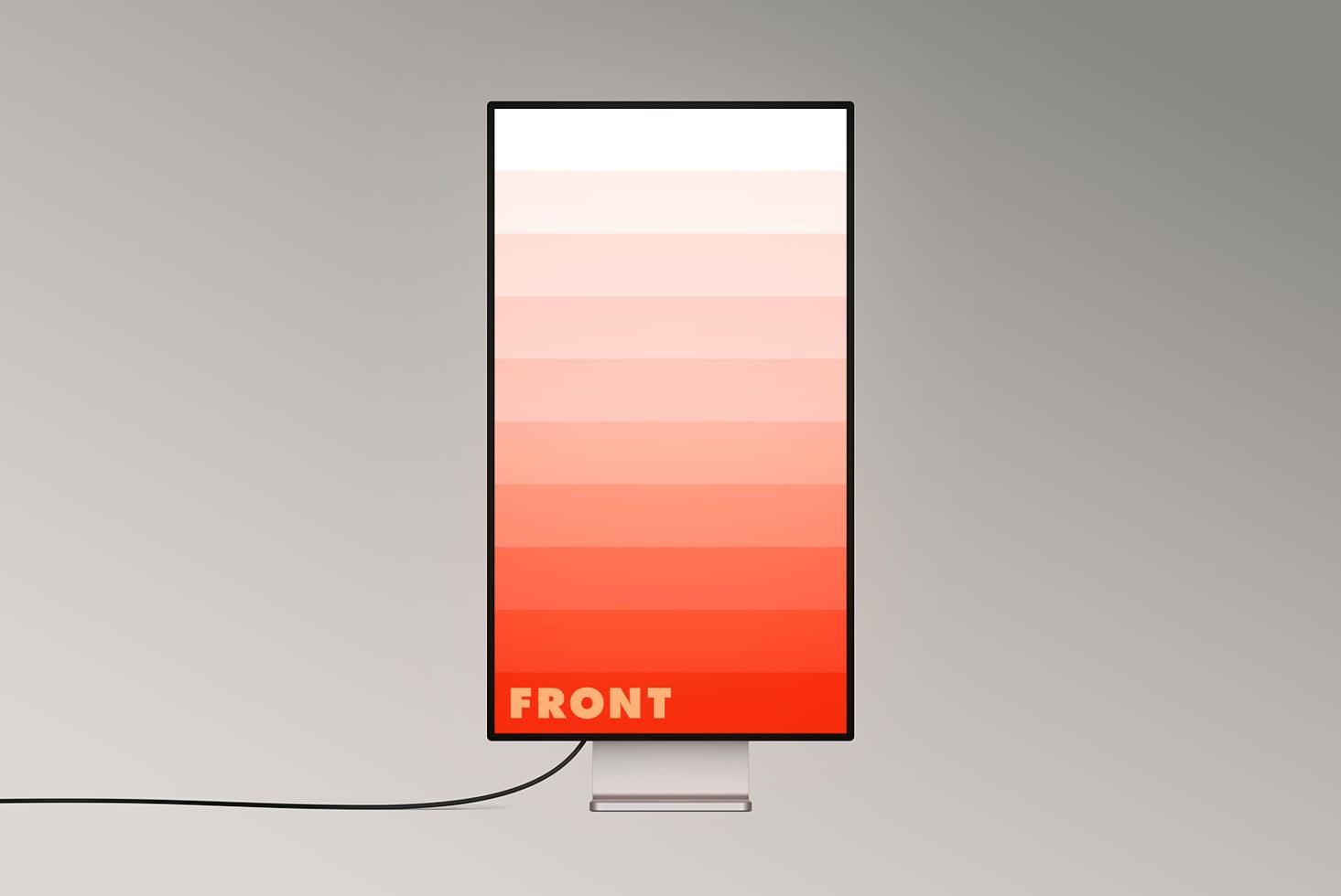 Desktop monitor showing gradient swatch palette from white to bright red