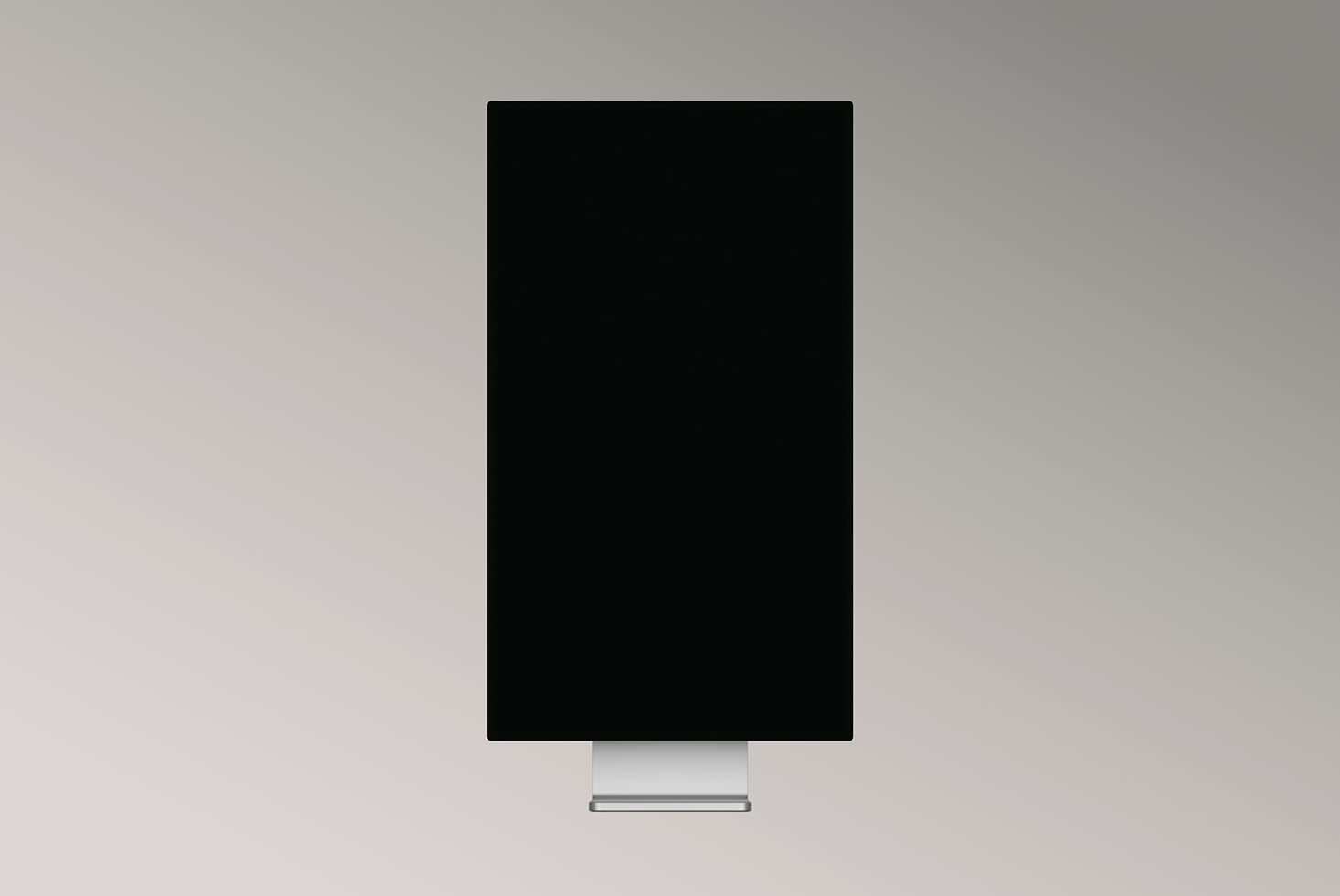 Blank desktop monitor mockup with black screen on gray background