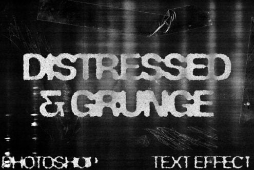 DISTRESSED GRUNGE weathered white text on dark scratched film