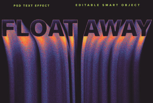 FLOATAWAY editable PSD effect with noisy colorful gradient fill