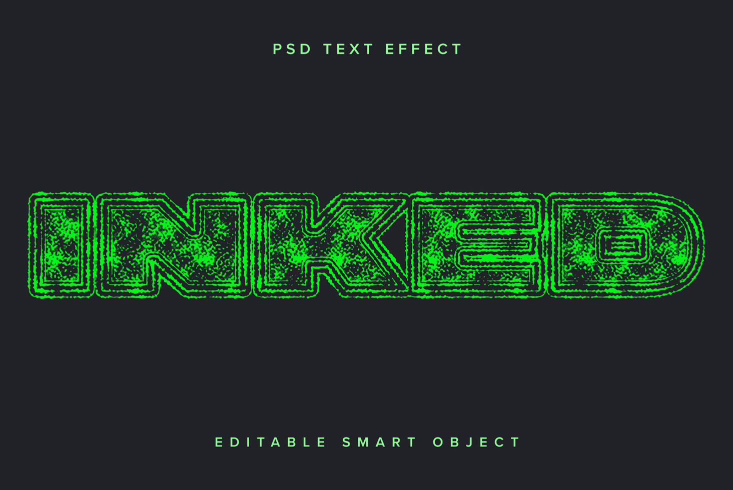 Bright green neon UNLOCKED text with glitch pattern on dark gray background