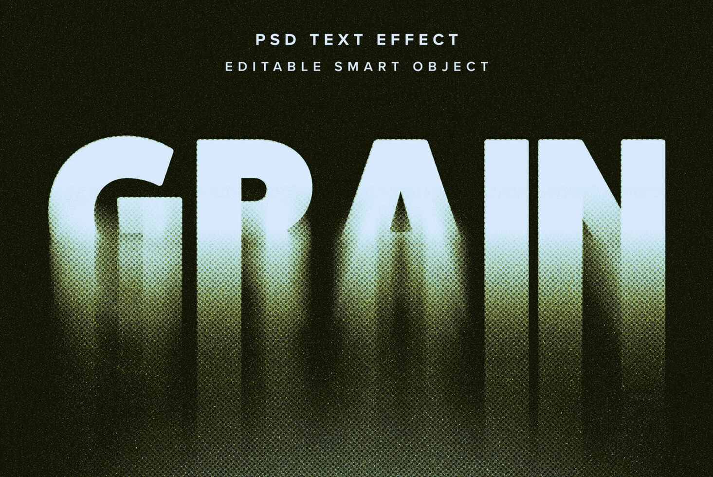 Grain text with pixelated fade effect, PSD text effect smart object mockup