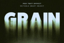 Grain text with pixelated fade effect, PSD text effect smart object mockup