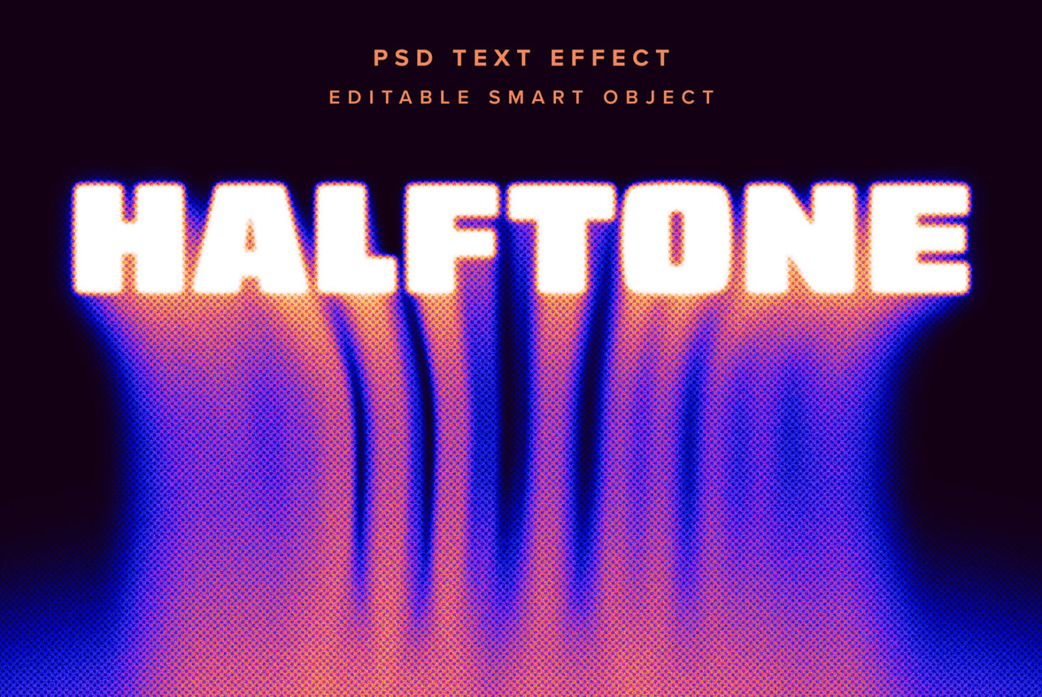 Neon glitch text effect with blue pink glow on dark background