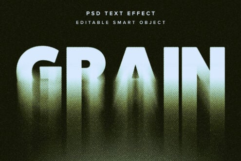 Grain text with pixelated fade effect, PSD text effect smart object mockup
