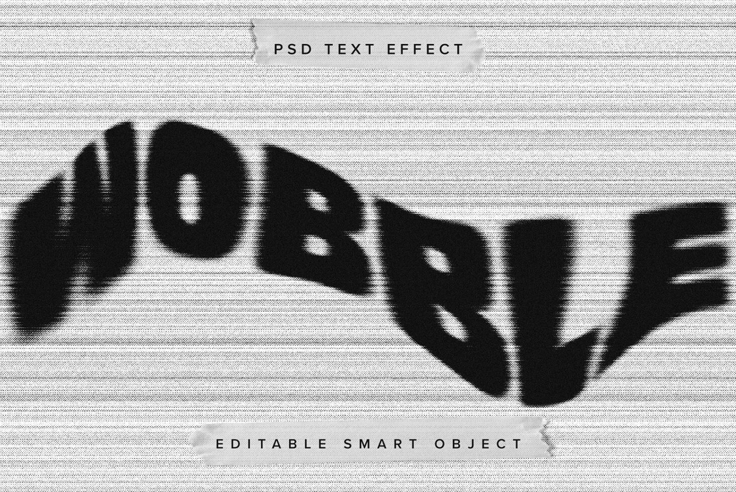 WORBLE text with scanline distortion effect on gray field