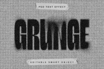 Grainy black text effect on transparent checkerboard background