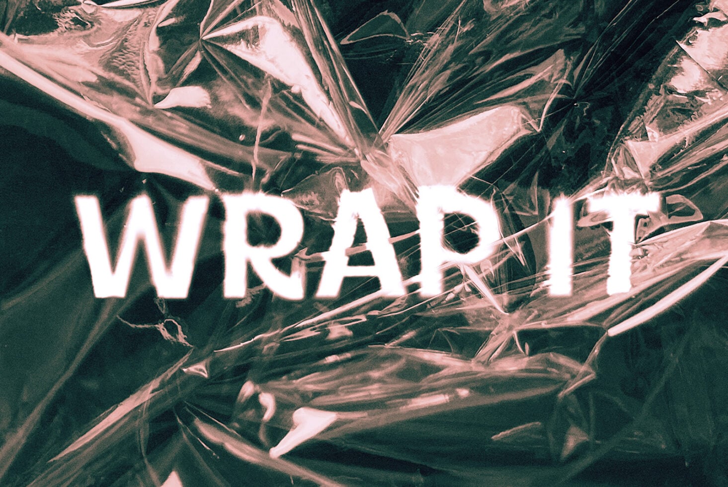 Bold white text with neon glow layered on botanical foliage