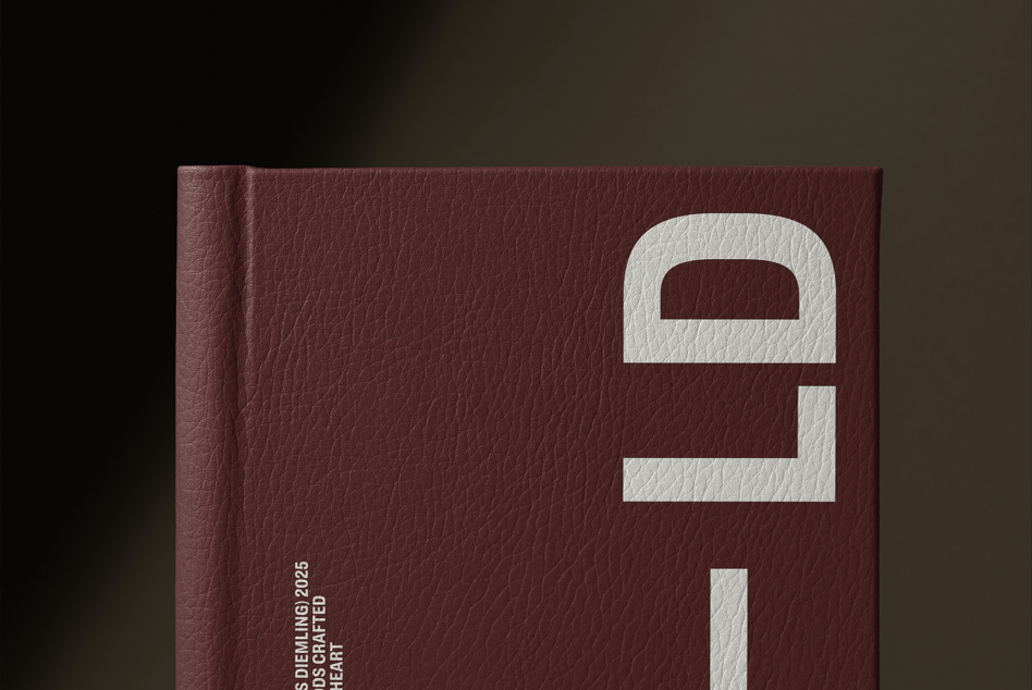 Dark wine-colored hardcover with white padlock design centered