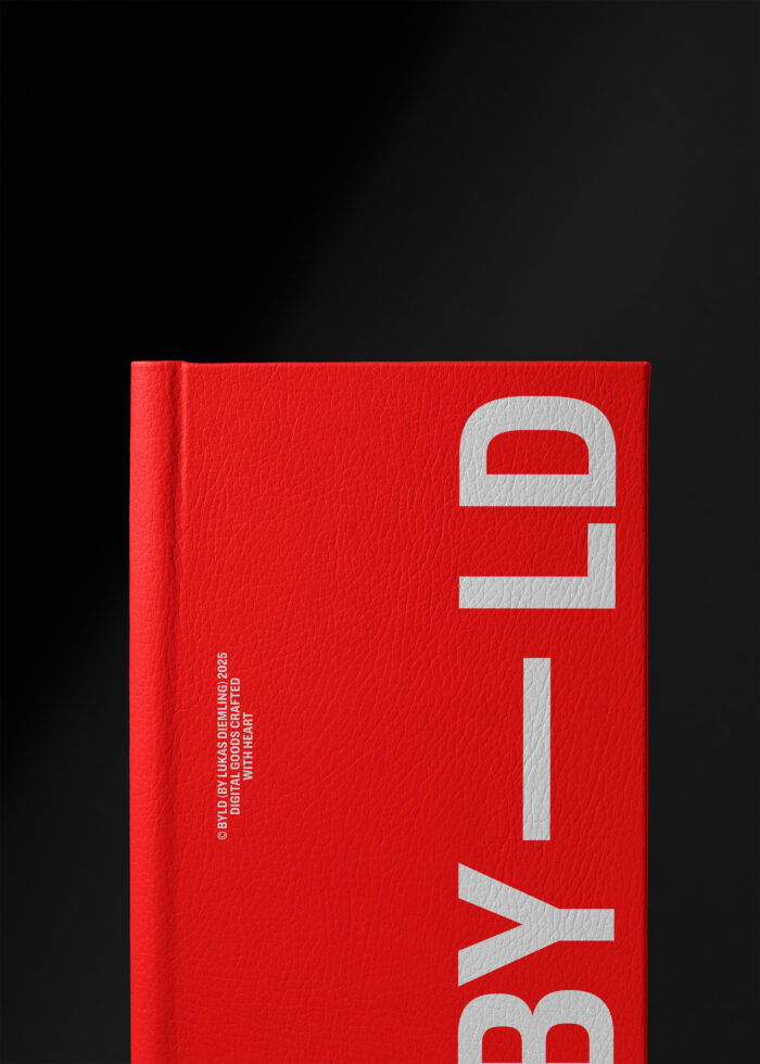 Bright red hardcover book with white embossed lock icon on spine
