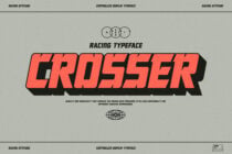 CROSSER typeface in bold red with overlapping circles symbol above