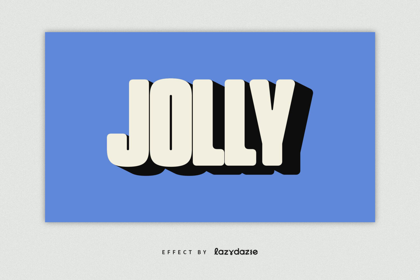 Chunky rounded letters with black shadow drop on blue