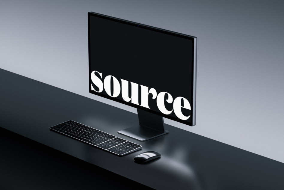 Sleek desktop workspace mockup with monitor keyboard mouse setup