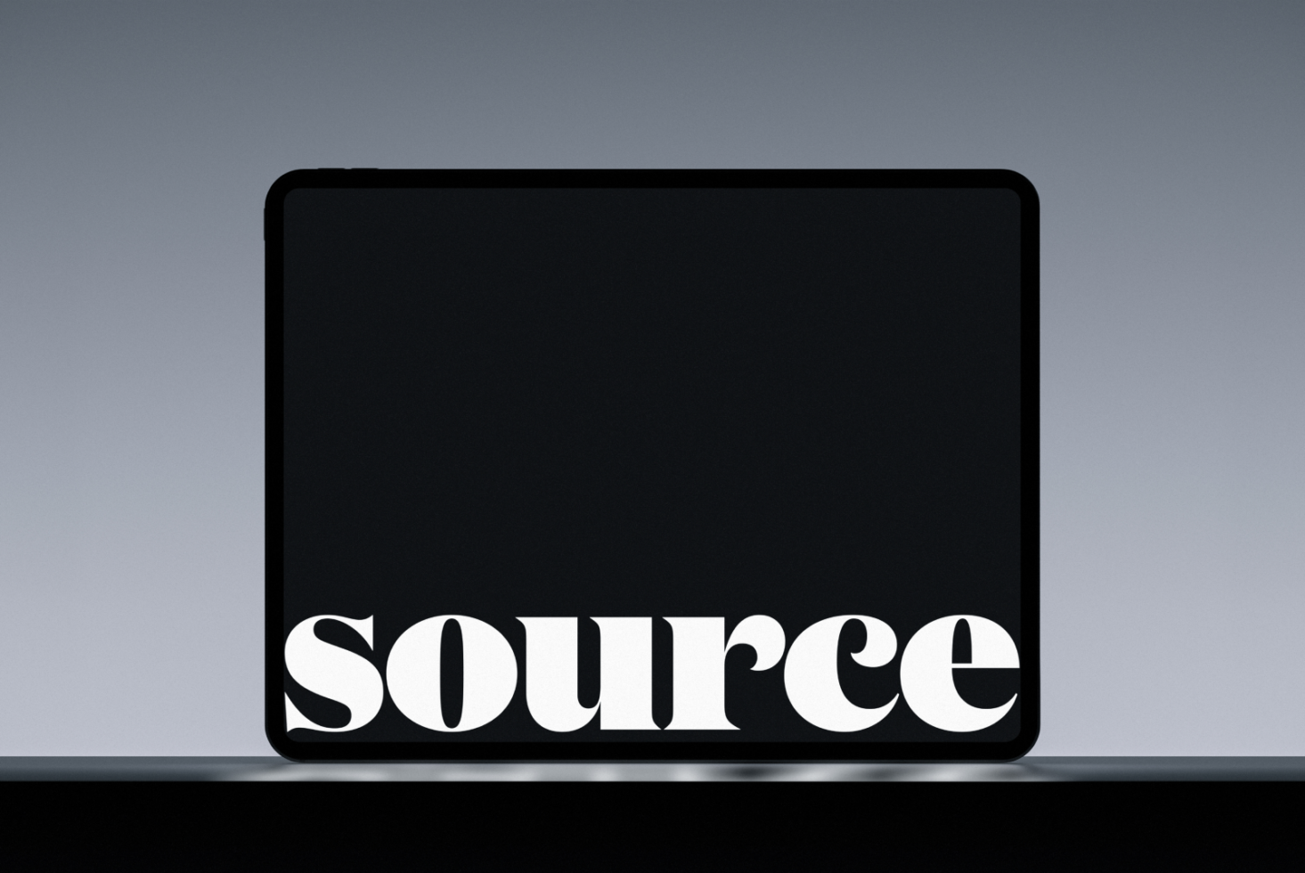 Horizontal tablet display showcasing clean serif typeface layout