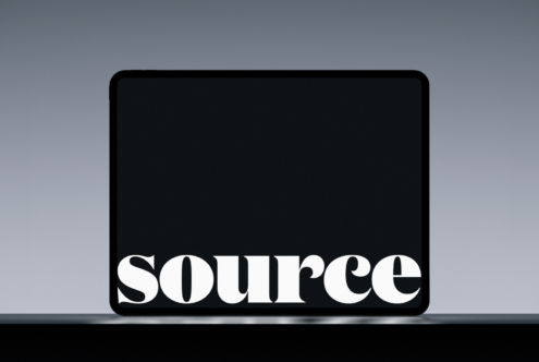 Horizontal tablet display showcasing clean serif typeface layout