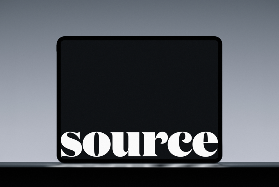 Horizontal tablet display showcasing clean serif typeface layout