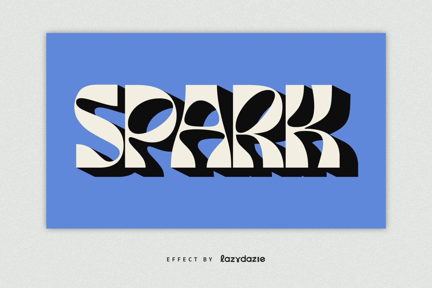 Organic cutout letters with geometric shapes on blue backdrop