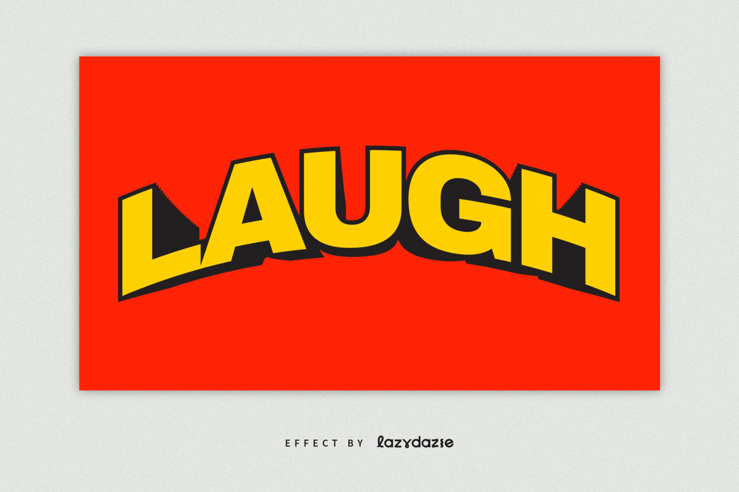 Laugh word in bold yellow with black outline on bright red background