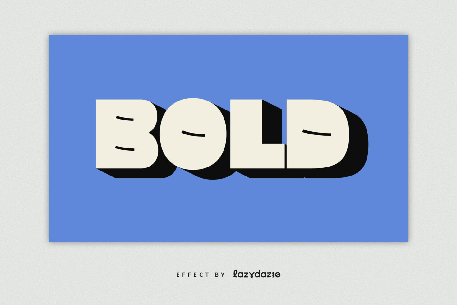 Bold chunky typography with shadow depth, cream on blue background