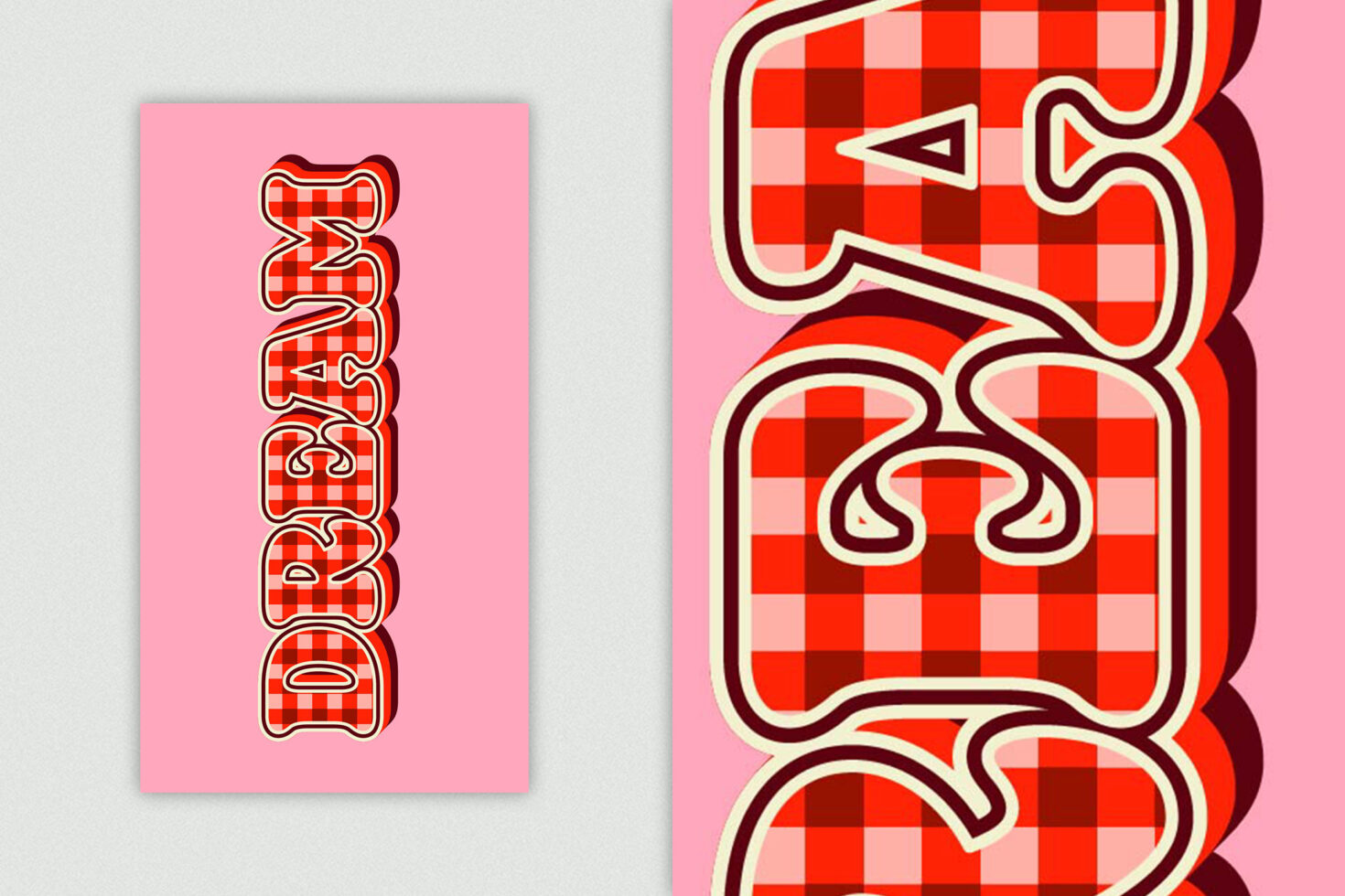 Retro checkered text spelling BESTIE in red on pink background