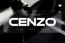 Cenzo sans serif typeface specimen with 270 glyphs across 8 weights, 66 languages