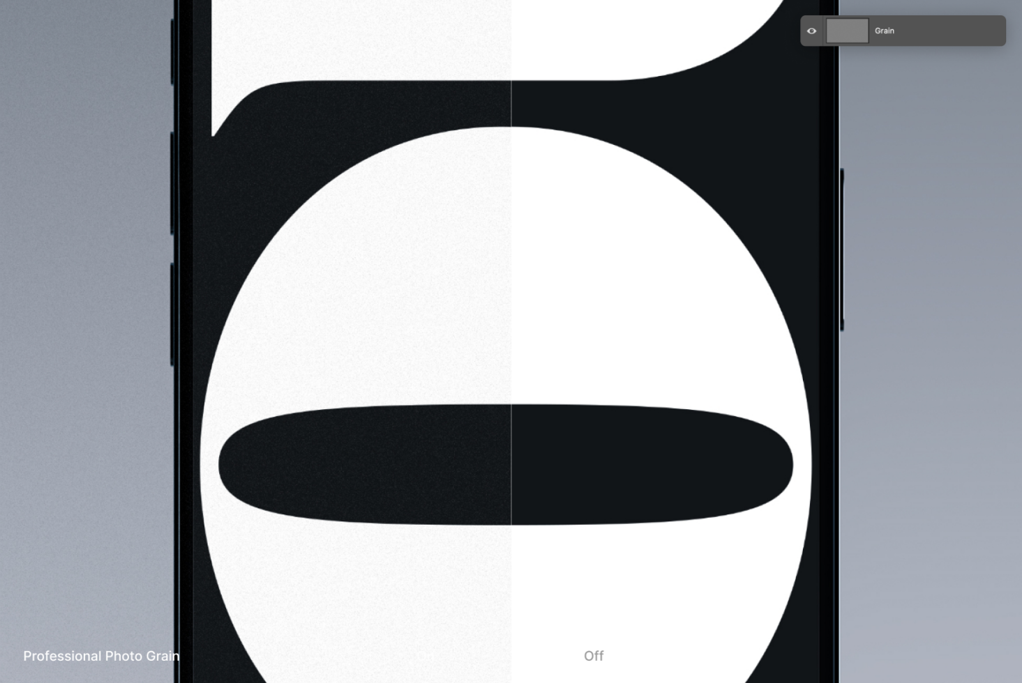 iPhone landscape view displaying large circle with grain texture option