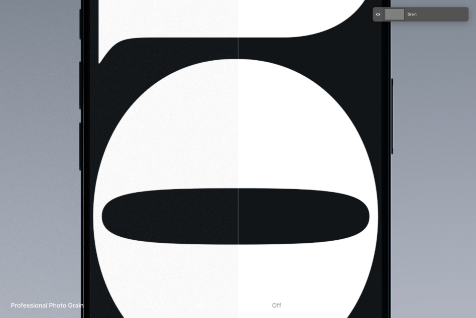 iPhone landscape view displaying large circle with grain texture option
