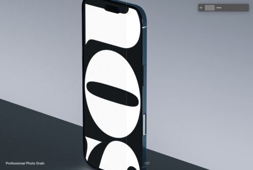 Phone mockup with organic circles pattern with grain texture applied