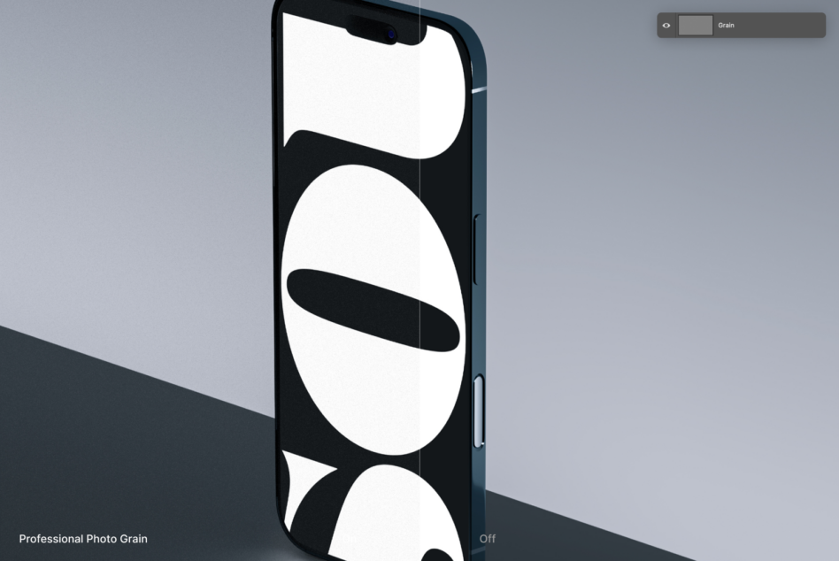 Phone mockup with organic circles pattern with grain texture applied