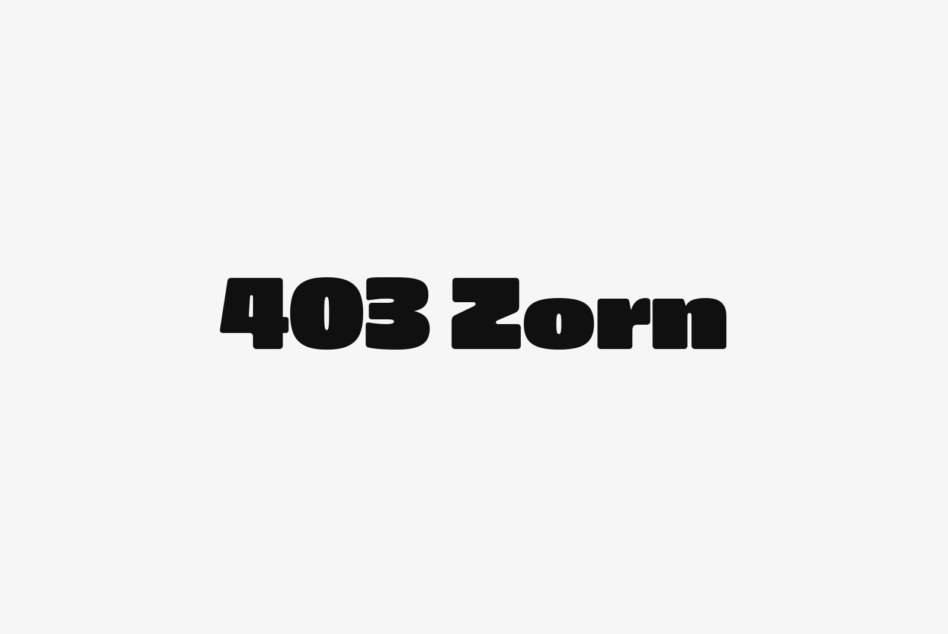 Bold 403 Zorn typeface displayed on clean white background mockup