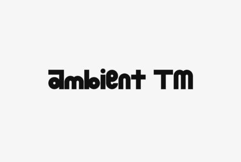 Ambient TM typeface name in bold black letters on white