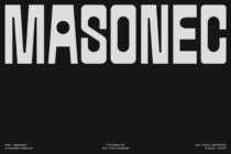 Bold rounded sans serif letters spelling out in white on dark background