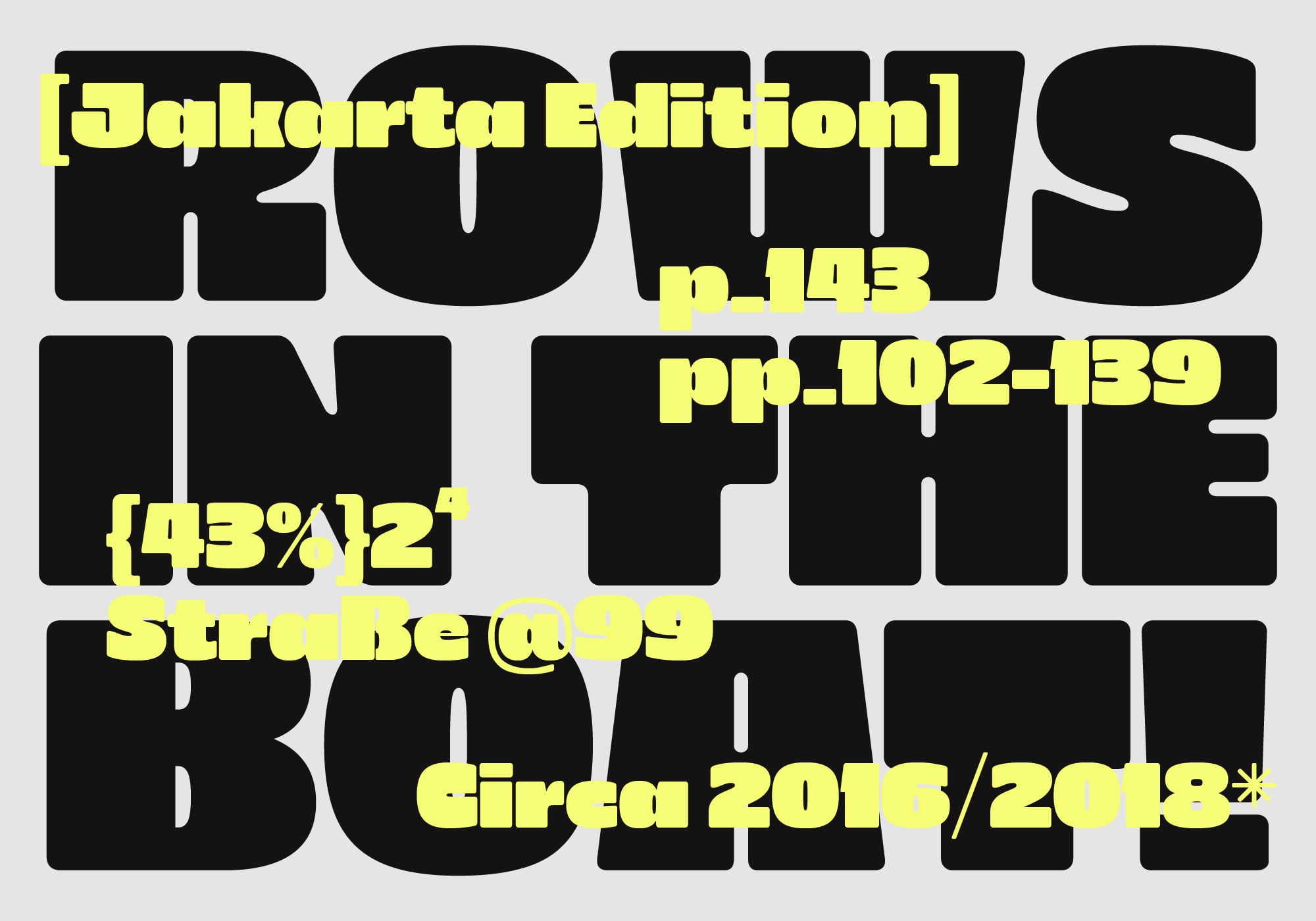 Oversized black letter forms with yellow accents overlaid creating typographic composition