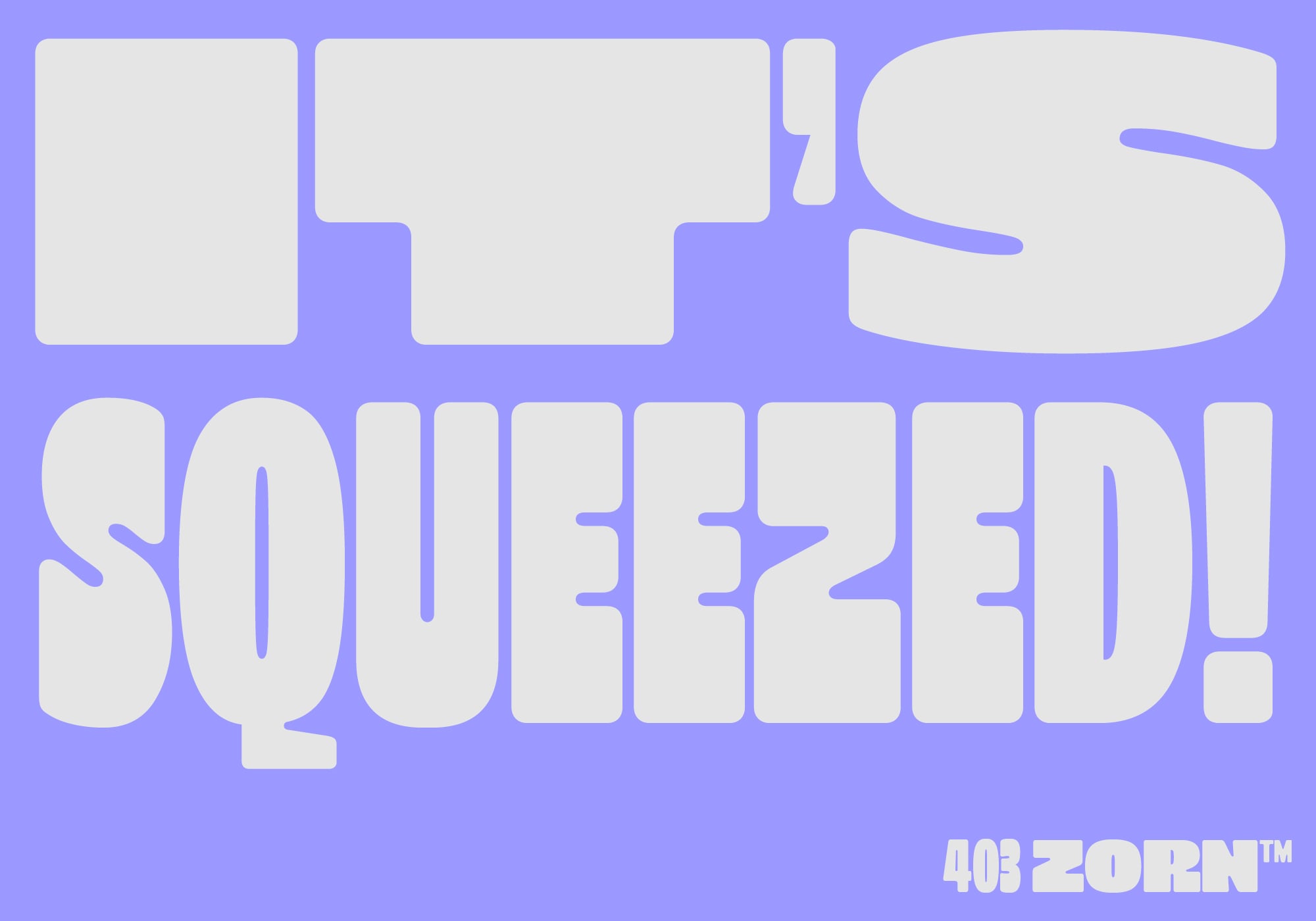 Off-white letters spelling 'I F S Squeezed' on periwinkle purple background