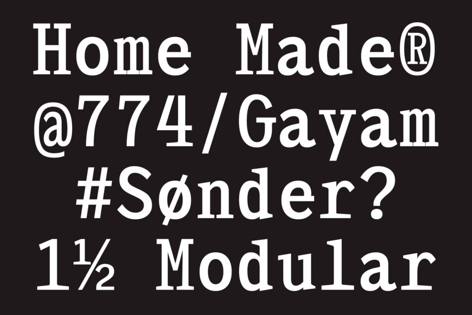 Social media handle text in modular typeface reading Home Made at 7774 Gayam Sonder